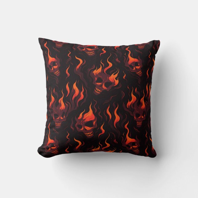 Skull of Fire Throw Pillow (Front)