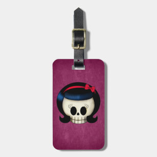 Skull of Rockabilly Girl Luggage Tag