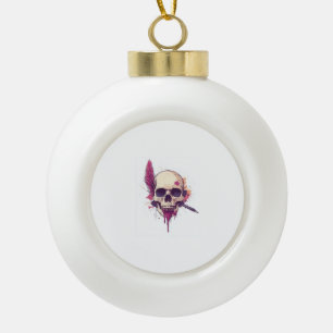 Skull of the Grim Poet Ceramic Ball Christmas Ornament
