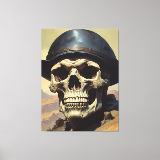 Skull Oil Painting Style Painting Illustration Canvas Print (Front)