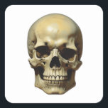 Skull Oil Painting Style Painting Illustration Square Sticker<br><div class="desc">Fantasy Rock Punk Heavy Metal Art - Blue Skull Skeleton - Digital Fantasy Art</div>
