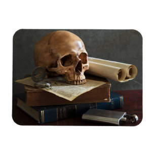 Skull on Books photo magnet