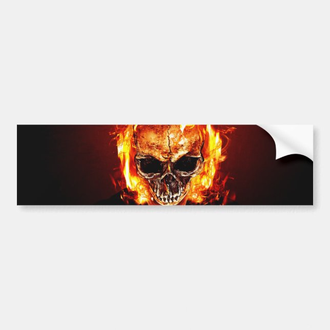 Skull on fire bumper sticker (Front)
