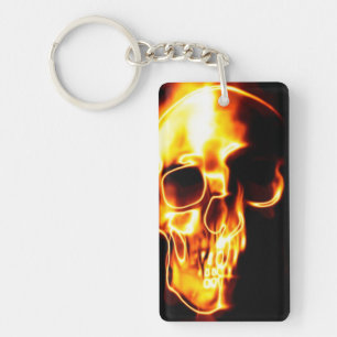Skull on fire keychain