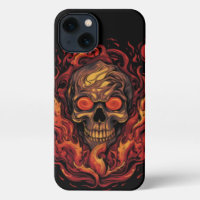 Skull on fire, vintage designe, Flaming Skull