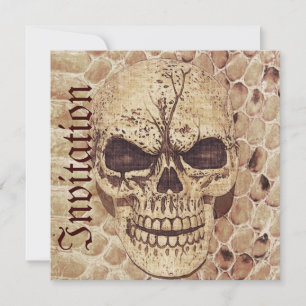 skull on snakeskin halloween invitation