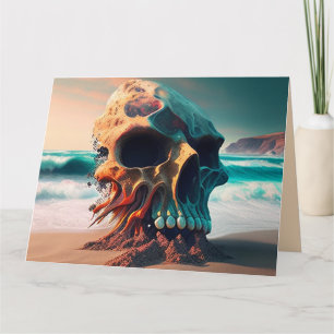 Skull on the beach card