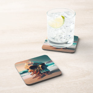 Skull on the beach coaster