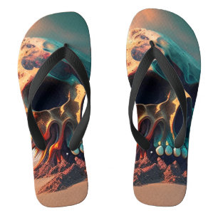 Skull on the beach flip flops