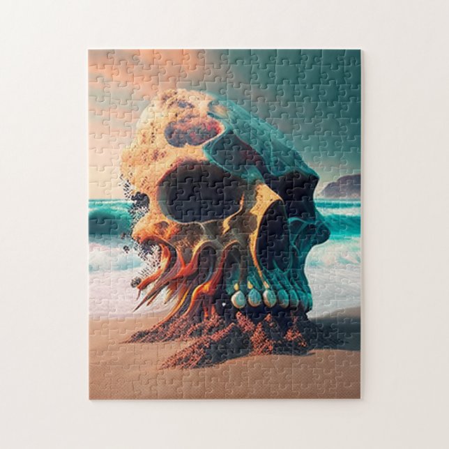 Skull on the beach jigsaw puzzle (Vertical)