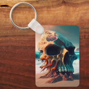 Skull on the beach keychain