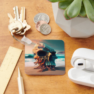 Skull on the beach keychain