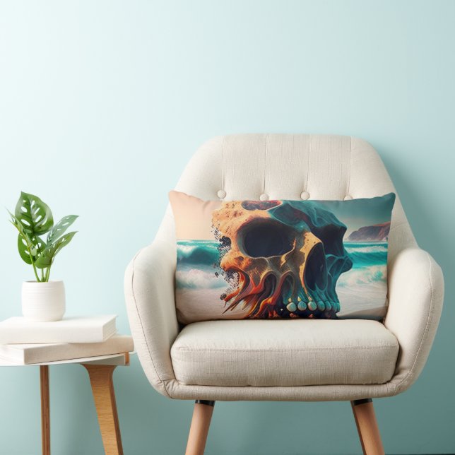 Skull on the beach lumbar pillow (Chair)