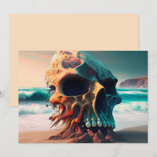 Skull on the beach thank you card