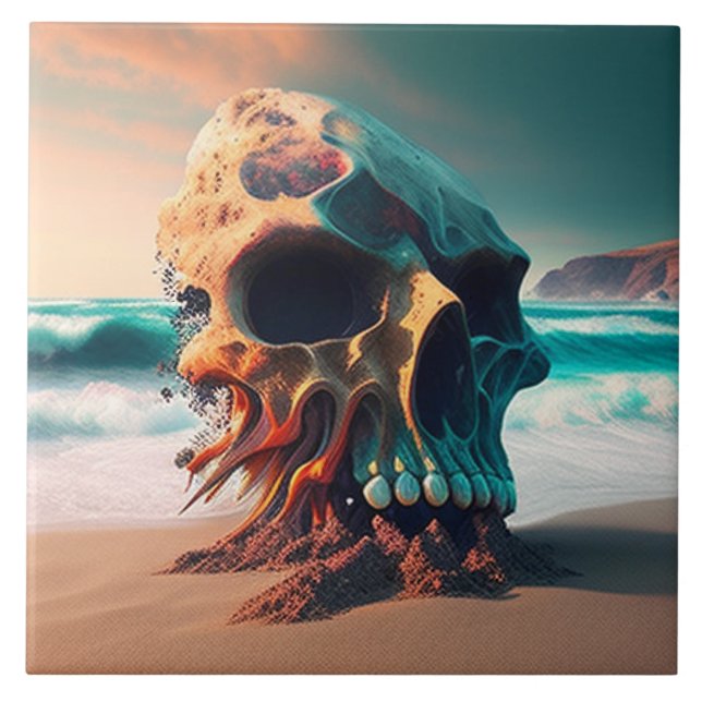 Skull on the Beach Tile (Front)