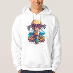 Skull on Vacation � Chill Funny Beach Skeleton Hoodie