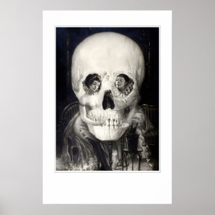 Skull Optical Illusion Art Print Gothic Halloween