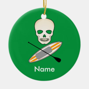Skull & Paddleboard Ceramic Ornament