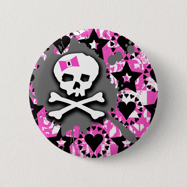 Skull Paint Splatter 2 Inch Round Button (Front)