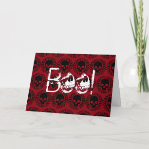 Skull Pattern Boo! Pick Any Colour Goth Halloween Card