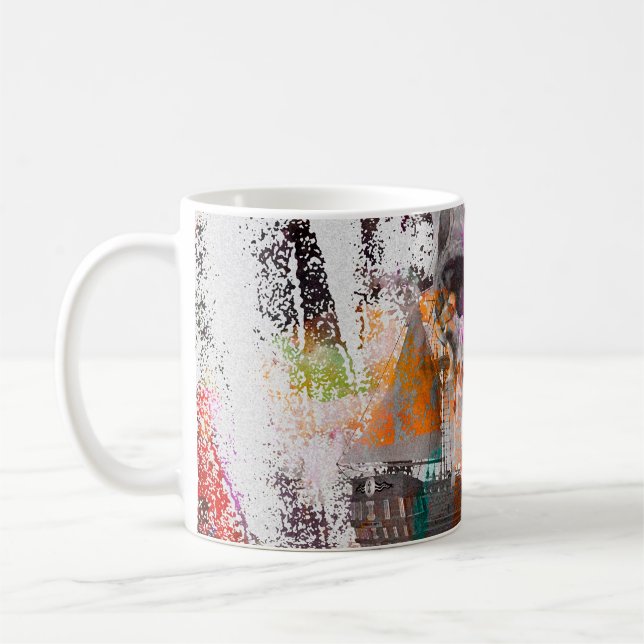 skull pattern. colourful effects ship skull abstra coffee mug (Left)