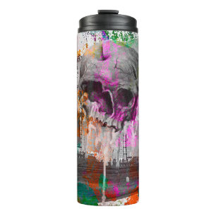 skull pattern. colourful effects ship skull abstra thermal tumbler