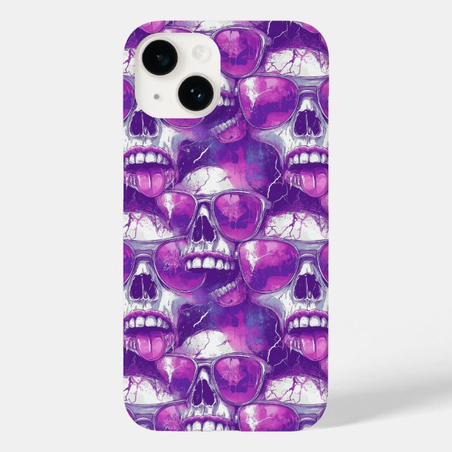 Skull Pattern Design with Purple Sunglasses Case-Mate iPhone Case (Back)
