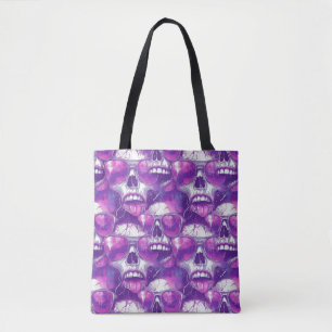Skull Pattern Design with Purple Sunglasses Tote Bag
