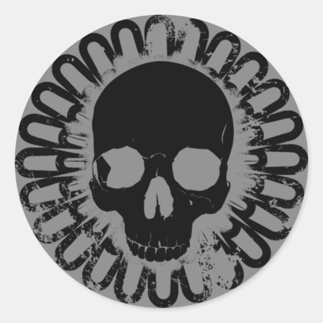 Skull Pattern Elegant Fun Halloween Goth Any Colou Classic Round Sticker (Front)