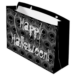 Skull Pattern Elegant Fun Halloween Goth Any Colou Large Gift Bag