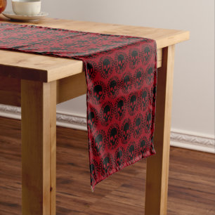 Skull Pattern Elegant Fun Halloween Goth Any Colou Short Table Runner