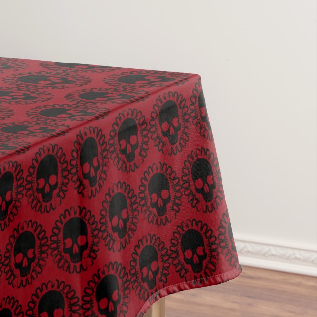 Skull Pattern Elegant Fun Halloween Goth Any Colou Tablecloth (In Situ)