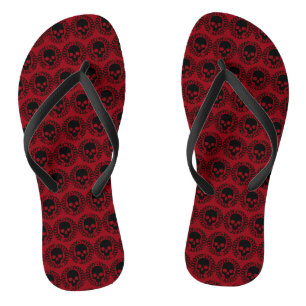 Skull Pattern Elegant Halloween Goth Any Colour Flip Flops