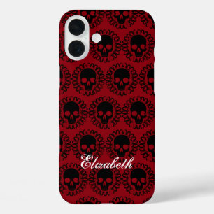 Skull Pattern Fancy Halloween Goth Any Colour iPhone 16 Plus Case