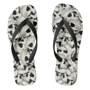 Skull Pattern Flip Flops