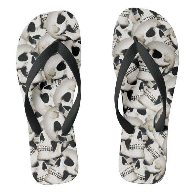 Skull Pattern  Flip Flops (Footbed)