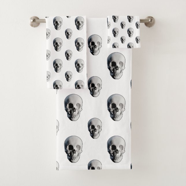 Skull Pattern Halloween Bath Towel Set (Insitu)