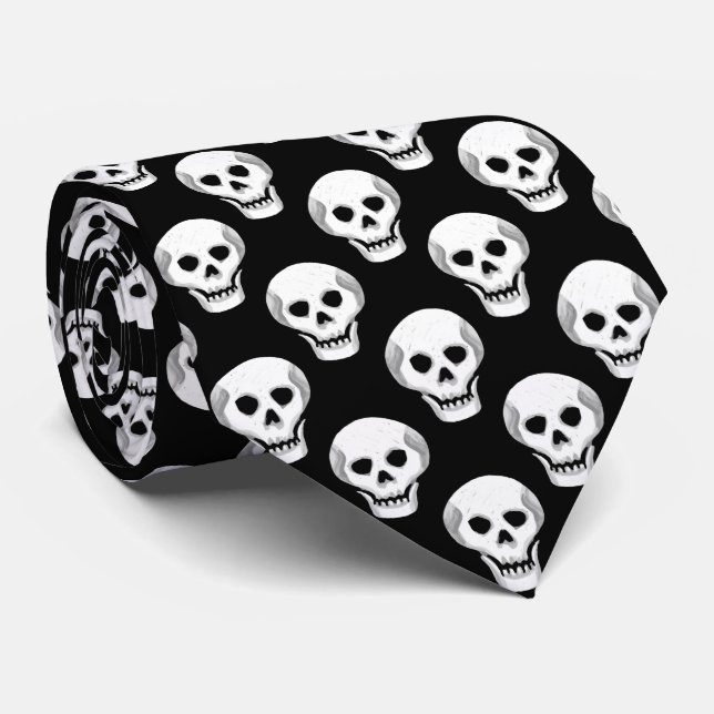 Skull Pattern Halloween Tie (Rolled)