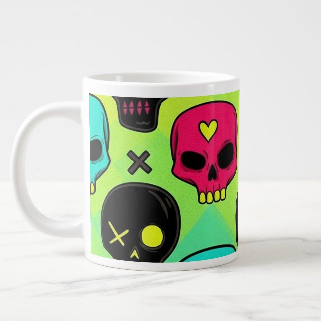 Skull Pattern Jumbo Specialty Mug (Left)