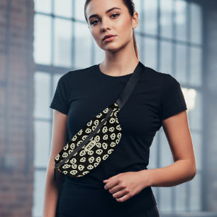 Skull Pattern Monogram Black Halloween Fanny Pack