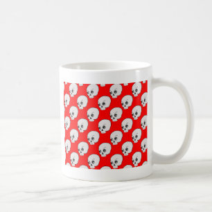Skull Pattern On Red Background Coffee Mug