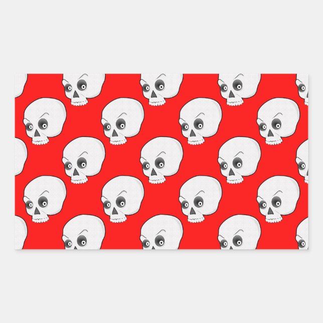 Skull Pattern On Red Background Sticker (Front)