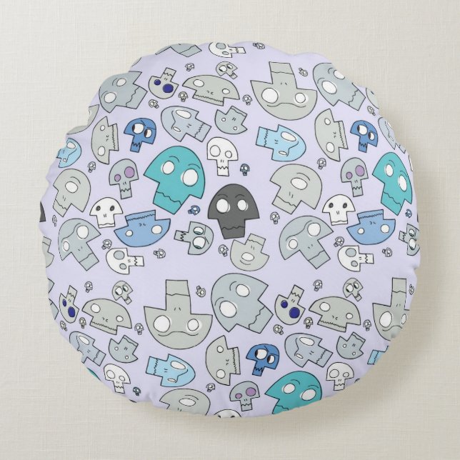 Skull Pattern Round Pillow (Front)