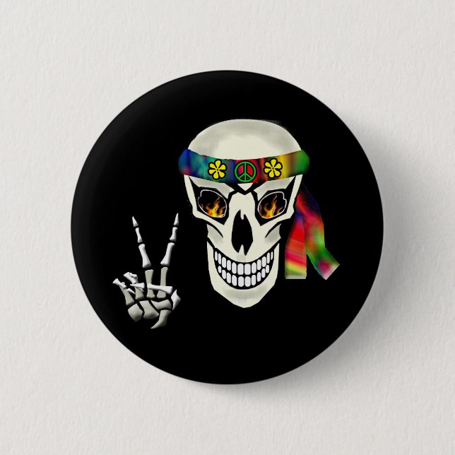 Skull Peace 2 Inch Round Button (Front)