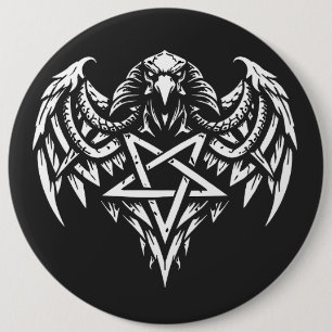 Skull Pentagram Tribal by BurnsInhell 6 Inch Round Button