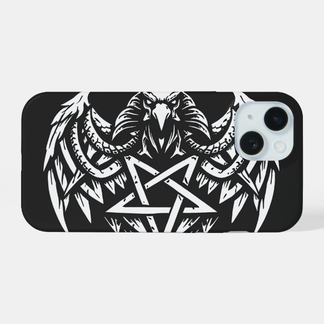 Skull Pentagram Tribal by BurnsInhell iPhone 15 Case (Back Horizontal)