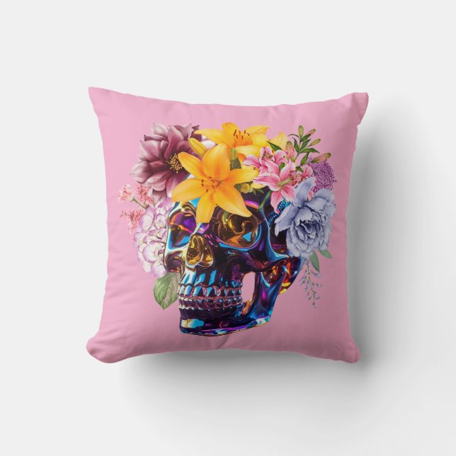 SKULL PETALS THROW PILLOW (Front)