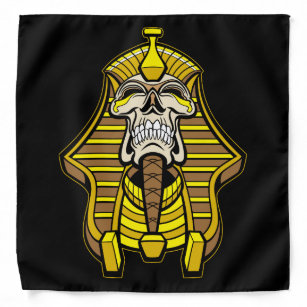 Skull Pharaoh With Golden Head Dress Biker Dew Rag Bandana