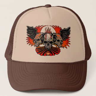 Skull Phoenix white, Trinity Winged Skulls Trucker Hat
