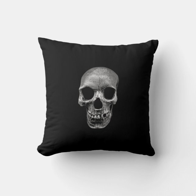 Skull Photograph Throw Pillow (Front)